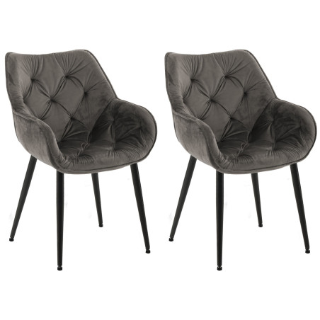 Lot de 2 chaises Tanna en velours anthracite