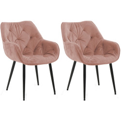 Ensemble de 2 chaises Tanna en velours rose