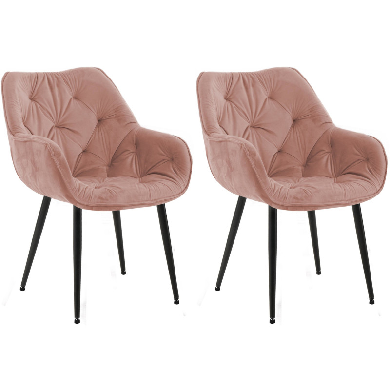 Lot de 2 chaises Tanna en velours rose