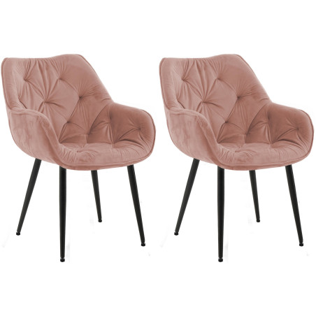 Lot de 2 chaises Tanna en velours rose
