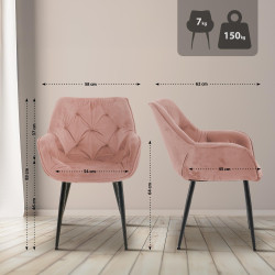 Lot de 2 chaises Tanna en velours rose