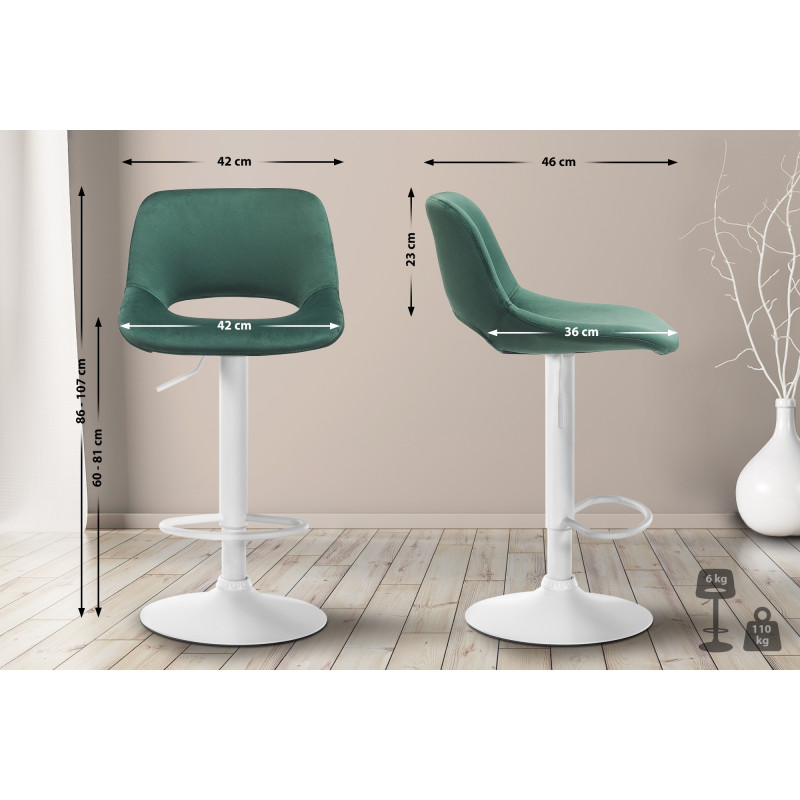 Tabouret de bar en velours Camden vert