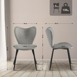 Chaise de salle à manger Maika en tissu gris