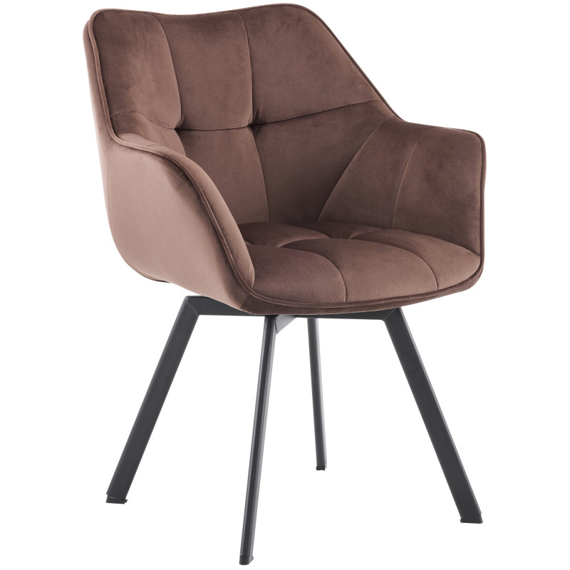Chaise de salle à manger Jordi en velours marron