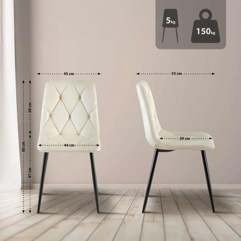 Chaise de salle à manger Clairton en velours crème