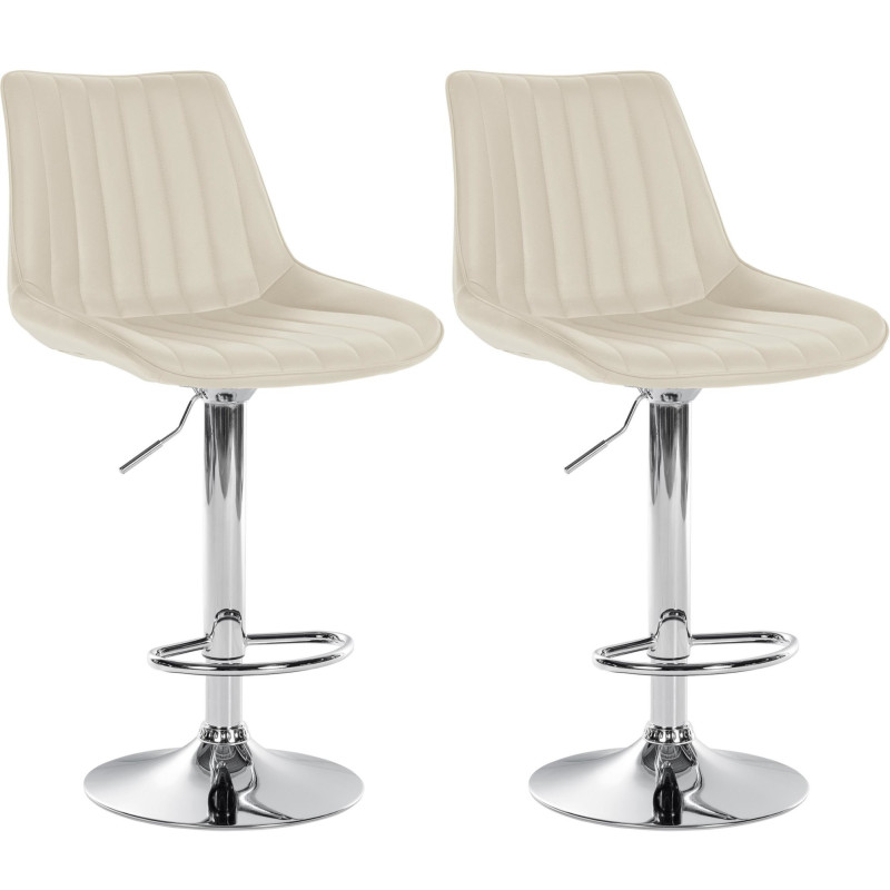 Lot de 2 tabourets de bar Toni simili cuir chromé crème