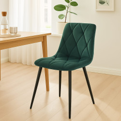 Chaise de salle à manger Clairton en velours vert foncé