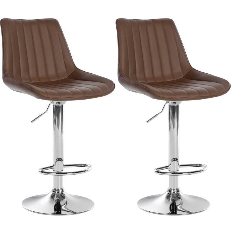 Lot de 2 tabourets de bar Toni simili cuir chromé brun
