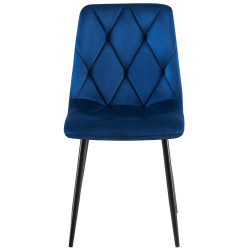 Chaise de salle à manger Clairton en velours bleu foncé