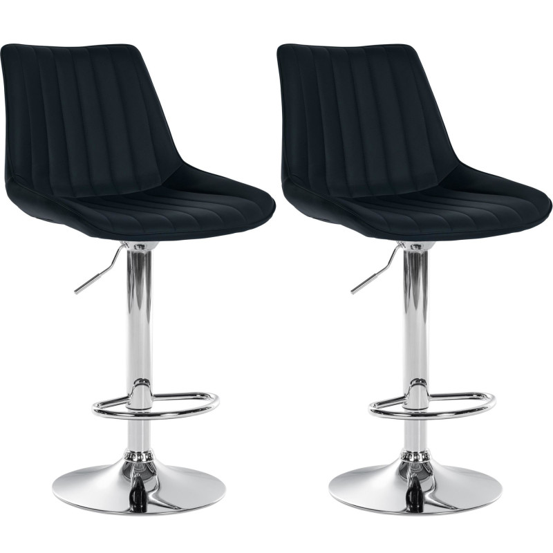 Lot de 2 tabourets de bar Toni simili cuir chromé noir