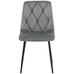 Chaise de salle à manger Clairton, velours, gris foncé