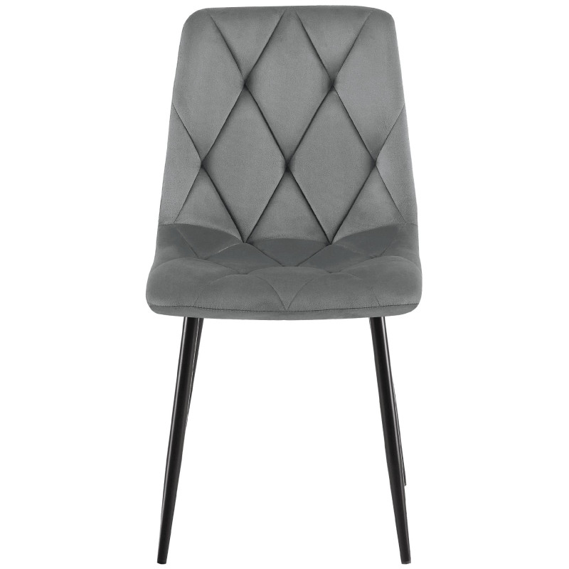 Chaise de salle à manger Clairton, velours, gris foncé