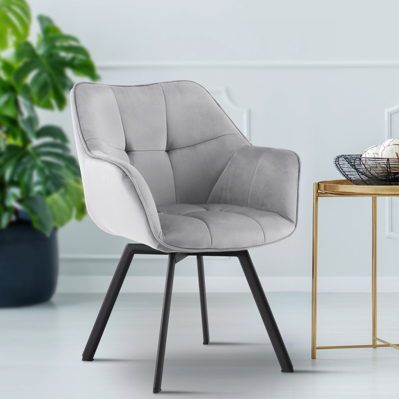 Chaise de salle à manger Jordi en velours gris foncé