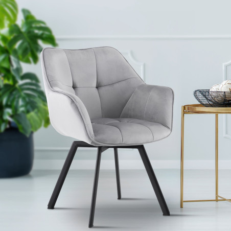 Chaise de salle à manger Jordi en velours gris foncé