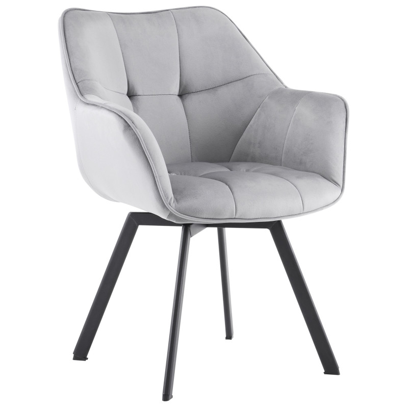 Chaise de salle à manger Jordi en velours gris foncé
