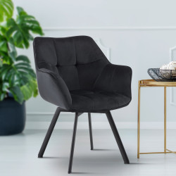 Chaise de salle à manger Jordi, velours noir