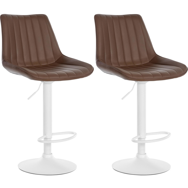 Lot de 2 tabourets de bar Toni, simili cuir brun