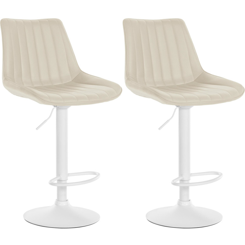 Lot de 2 tabourets de bar Toni, simili cuir crème