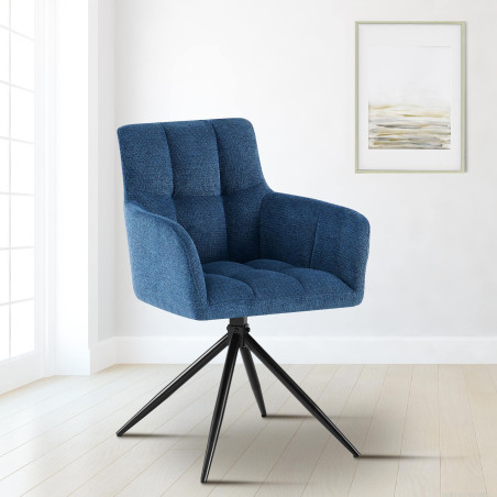 Chaise de salle à manger Jonah, tissu bleu foncé