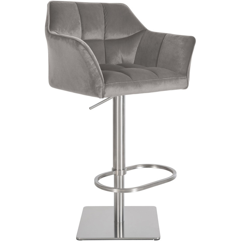 Tabouret de bar en velours Damaso E gris
