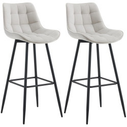Lot de 2 tabourets de bar en velours Dartford gris