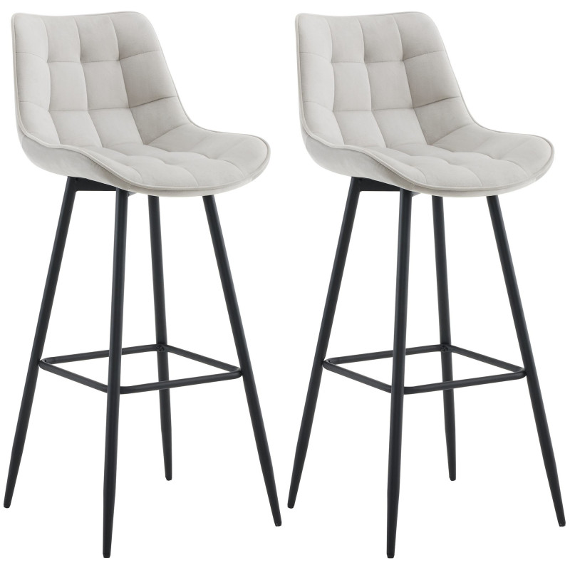 Lot de 2 tabourets de bar en velours Dartford gris