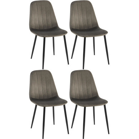 Lot de 4 chaises de salle à manger Baxter velours anthracite