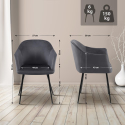 Chaise de salle à manger Jaysie en velours gris foncé