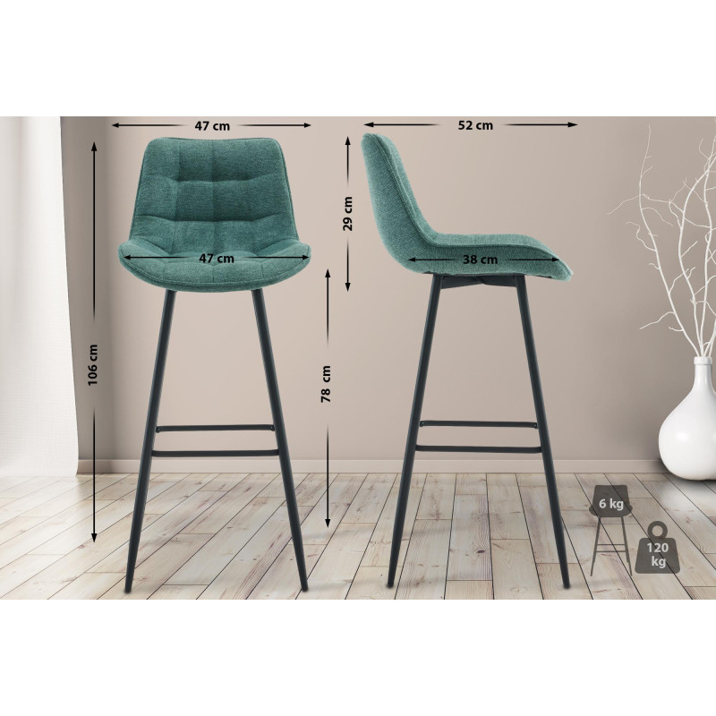 Tabouret de bar en tissu Dartford vert