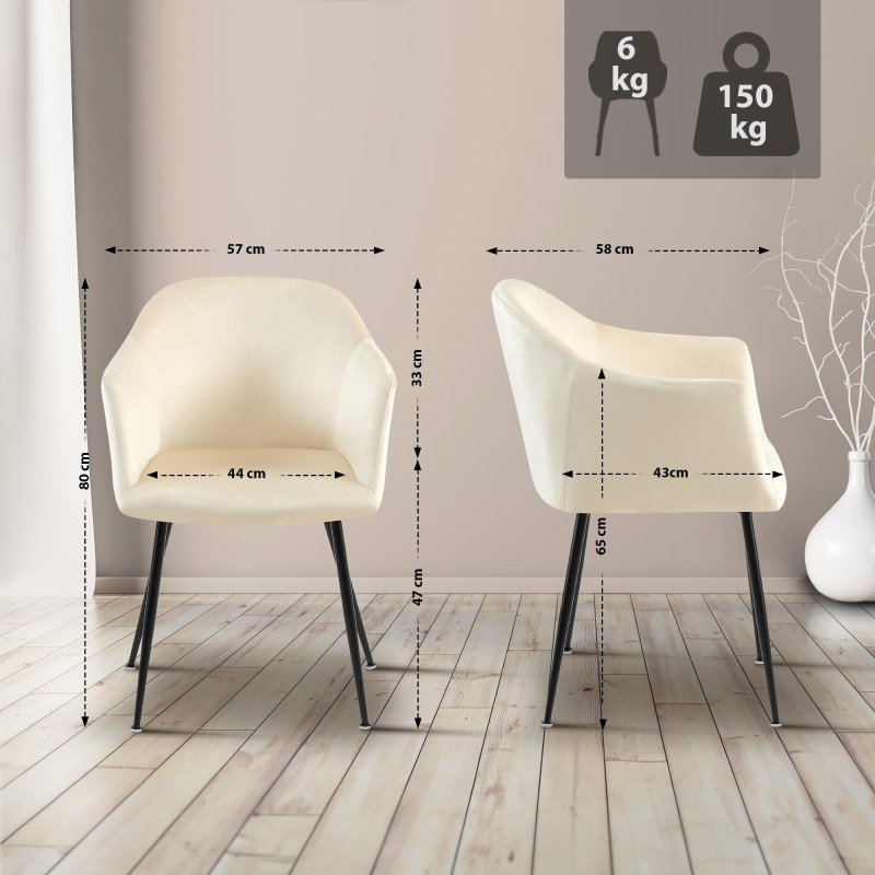 Chaise de salle à manger Jaysie en velours crème