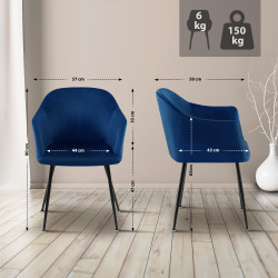 Chaise de salle à manger en velours Jaysie bleu foncé