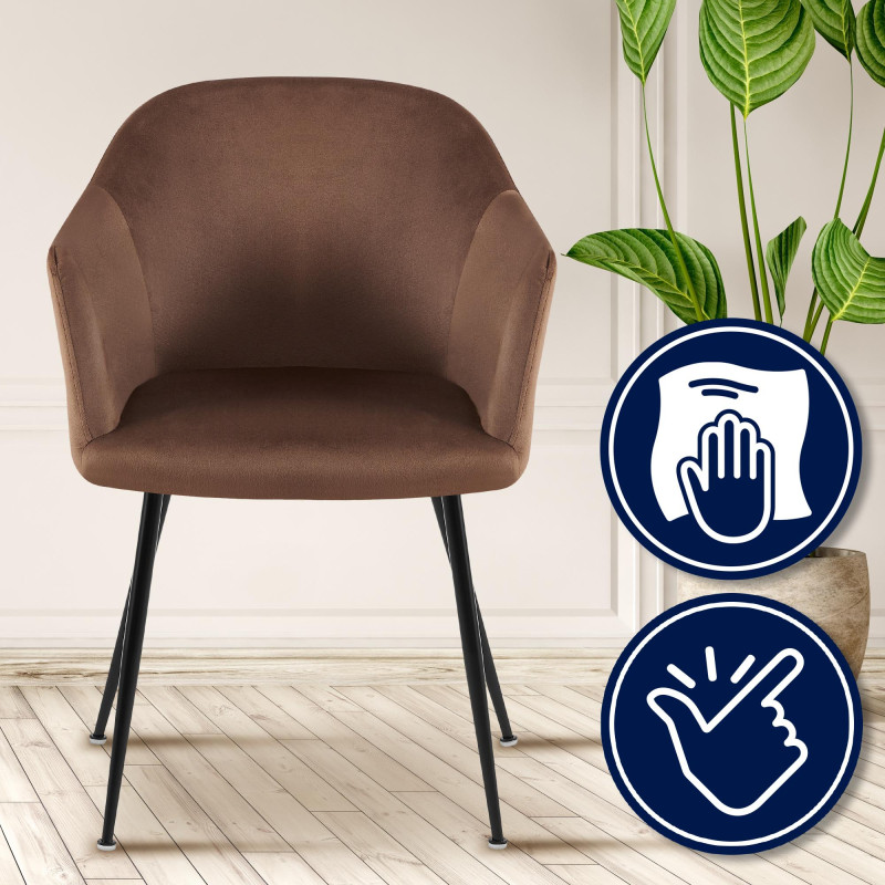 Chaise de salle à manger Jaysie en velours marron