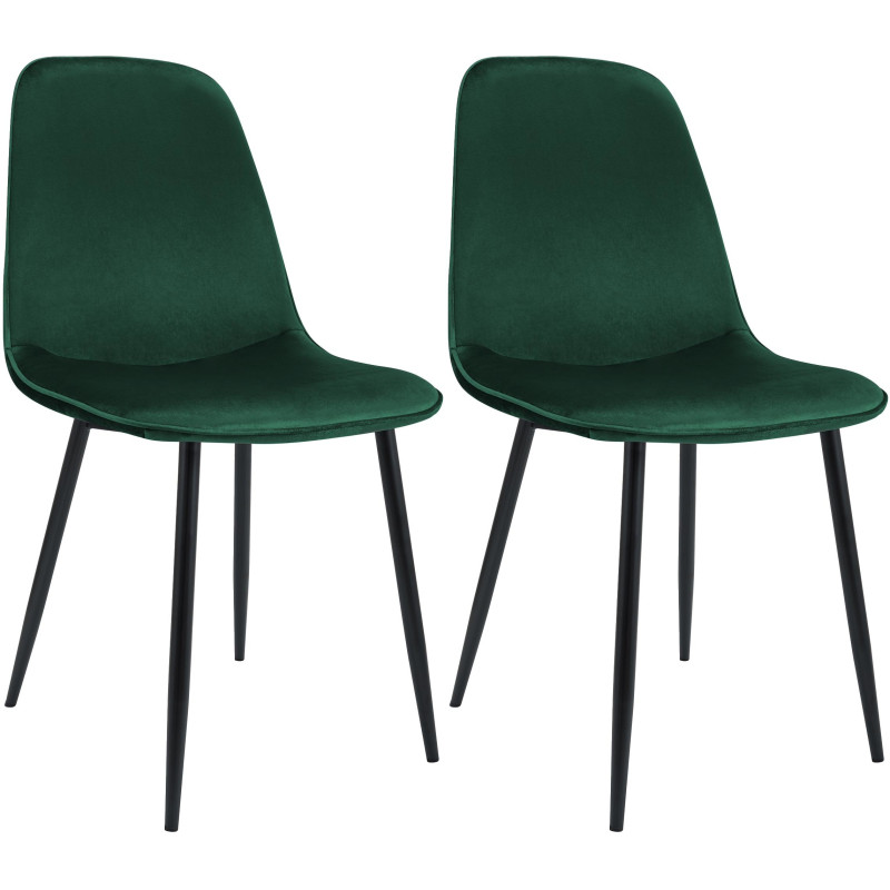 Lot de 2 chaises de salle à manger Maryam en velours vert