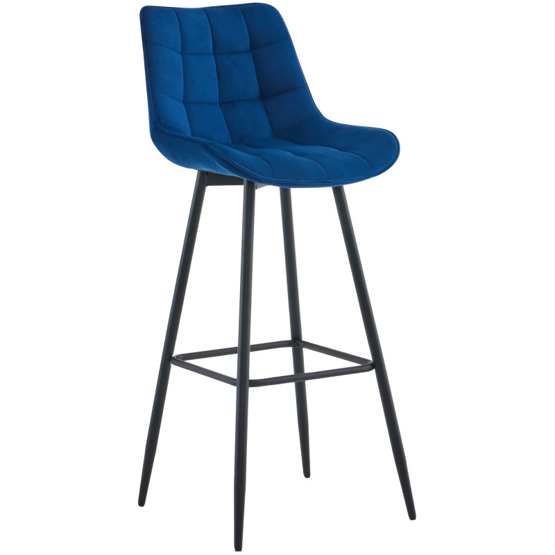 Tabouret de bar en velours Dartford bleu