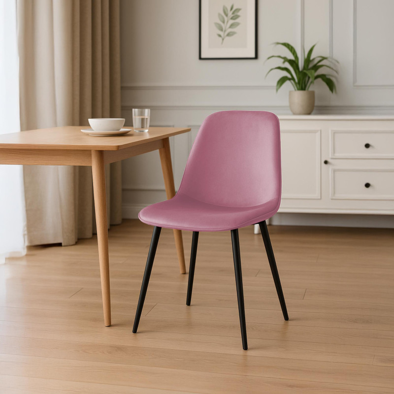 Chaise de salle à manger Maryam en velours rose