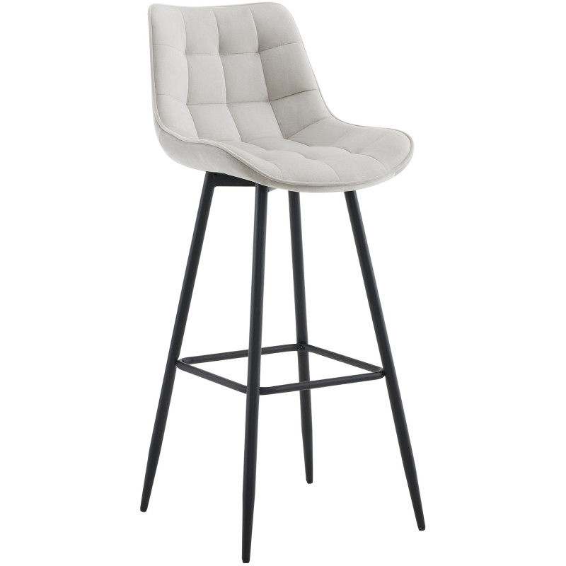 Tabouret de bar en velours Dartford gris