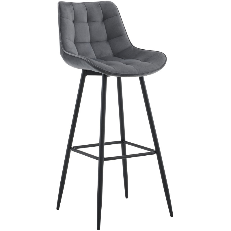 Tabouret de bar en velours Dartford gris foncé