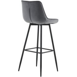 Tabouret de bar en velours Dartford gris foncé