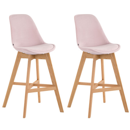 Lot de 2 tabourets de bar Cannes velours rose natura