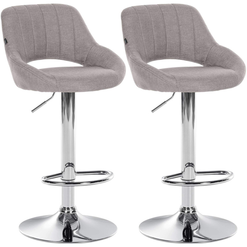 Lot de 2 tabourets de bar Milet tissu C gris