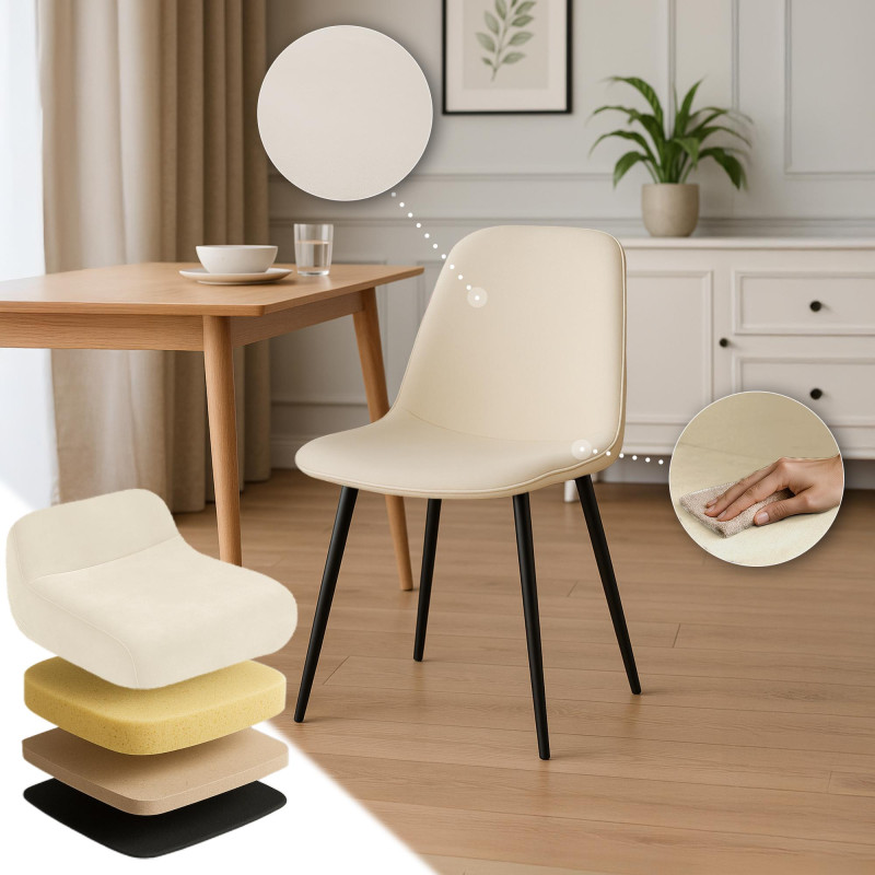 Chaise de salle à manger Maryam velours crème