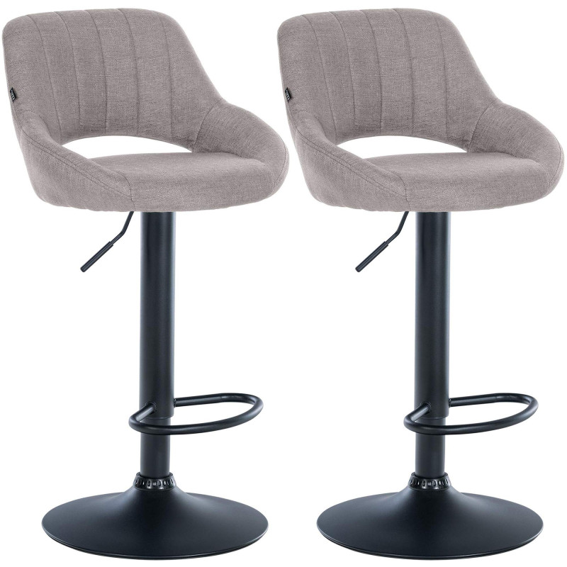 Lot de 2 tabourets de bar Milet tissu B gris