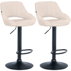 Lot de 2 tabourets de bar Milet tissu B crème