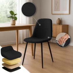 Chaise de salle à manger Maryam, tissu noir