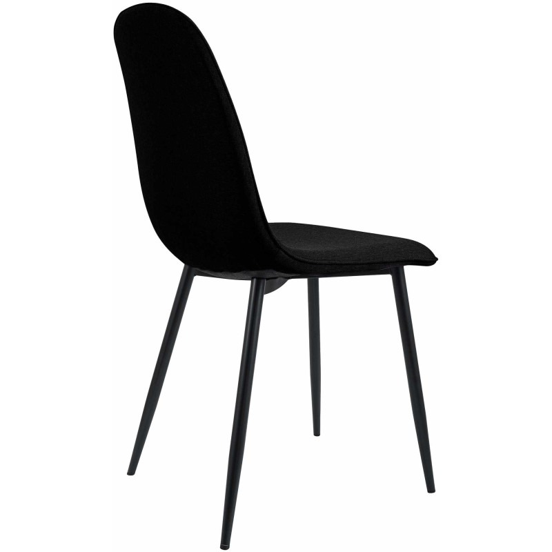 Chaise de salle à manger Maryam en tissu noir