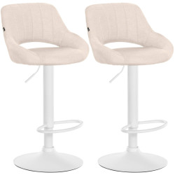 Lot de 2 tabourets de bar Milet tissu W crème