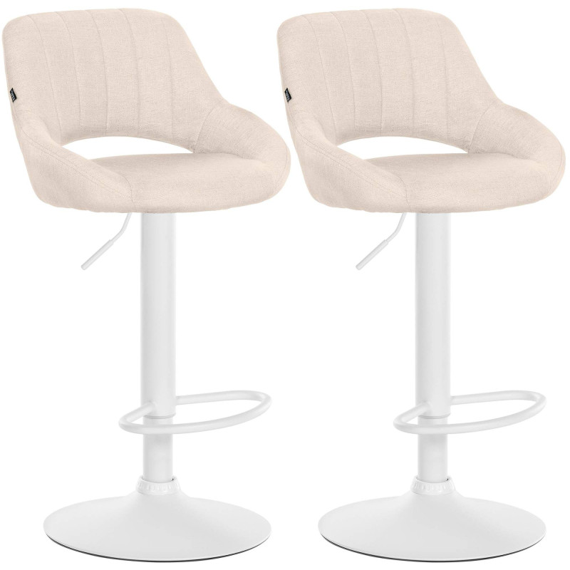 Lot de 2 tabourets de bar Milet tissu W crème