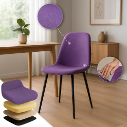 Chaise de salle à manger Maryam en tissu violet