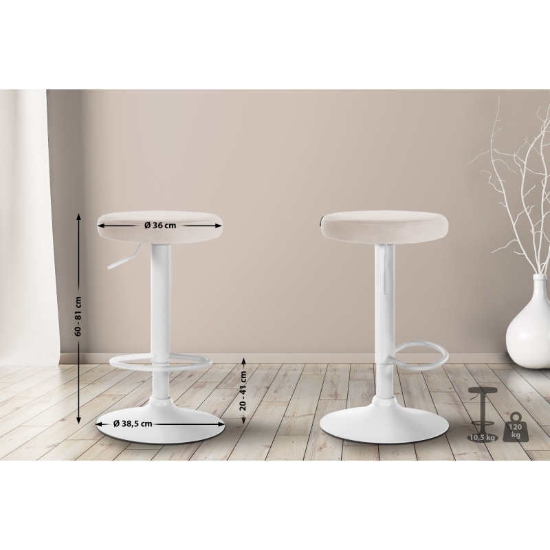 Tabouret de bar Ponte velours crème