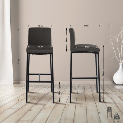 Tabouret de bar Freeport tissu B gris foncé
